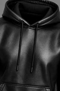 Veste à capuche en cuir de mouton noir faite à la main pour homme, veste de motard d'hiver, manteau à capuche pour moto - Product Image 6