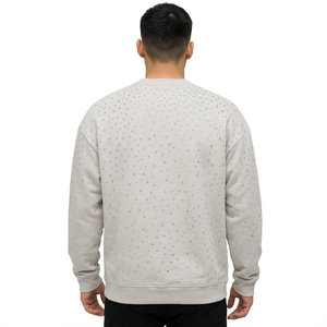 All Over Rhinestone <b>Tshirts</b> for men Oversized Long Sleeve Streetwear Cotton Crystal Hotfix Design Men’s T-Shirts Custom Logo - Product Image 3