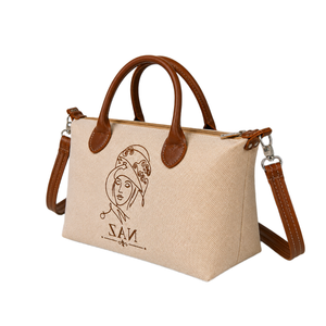 Sac fourre-tout en jute personnalisé de grande taille avec poignées en cuir PU, fermeture éclair et bandoulière - Fabriqué à Hanoi TUYET DUNG JB4 Publicité - Product Image 3
