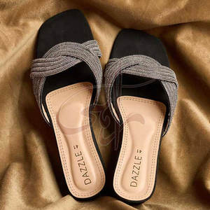 Modern Square Toe Comfort Anti-Slippery Fashion Trend Silver Embroidery Gel Midsole Customizable Heel Slides for Festive Nights - Product Image 2