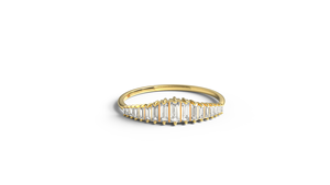 Anillo de Diamantes Baguette de Oro de 18K de Lujo, Anillo de Boda con Corona de Chevron Graduada y Banda Cónica, Joyería Fina para Mujer - Product Image 1