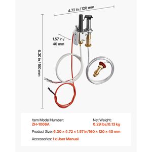 Kit de Ensamblaje de Piloto de Gas OE 446 512A HSRV, Encendido de Gas Natural de Repuesto para Chimeneas, Piezas Premium para Chimeneas - Product Image 3