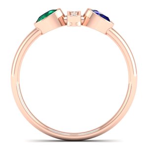 แหวนแต่งงาน REYES ดีไซน์ใหม่ ทองคำขาว 14K ประดับเพชรโมอิสซาไนต์ GRA Certified พร้อมพลอยไพลินสีน้ำเงินและมรกต แหวนดีไซน์เนอร์ - Product Image 4