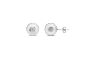 Plain <b>Ball</b> Stud <b>Earrings</b> 925 Sterling <b>Silver</b> Minimalist [dia. 12mm] - Product Image 1