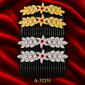 MOLL JEWELLERS Peineta de aleación estilo chino con patrón floral, cuentas rojas, oro y plata, hecha a mano para novias, 13 CM, alta calidad A-32149 - Product Image 6
