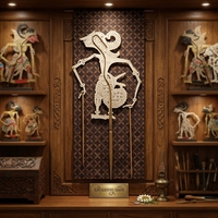 Marionnette de théâtre des ombres Wayang Kulit en cuir indonésien artisanale Raden Nakula, décoration murale culturelle traditionnelle, ornement artisanal