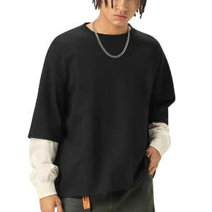 Sweat-shirt unisexe surdimensionné à col rond, effet délavé, style streetwear vintage, manches doubles, OEM ODM, fournisseur en gros - Product Image 5