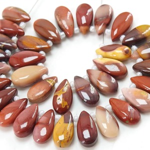 Perles en jaspe mookaïte naturel en forme de goutte d'eau 15x7mm, multicolores, lisses, en vrac, pour la fabrication de bijoux, vente en gros - Product Image 1