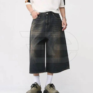Men Jeans <b>Jorts</b> Solid OEM Service <b>Baggy</b> Fit Casual Streetwear Summer Soft Breathable Straight Leg Outdoor Lifestyle Fashion - Product Image 4