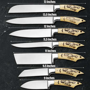 UA Supplies 7 Pcs High Quality Hand Forged Ambidextrous Modern Chef <b>Knife</b> <b>Set</b> with Bone Handle High Polish Leather Bag - Product Image 6