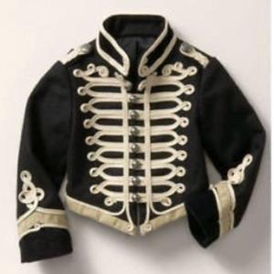 Chaqueta Estilo Militar Blanca para Hombre, Manga Larga, Cuello Alto, Patrón de Letras, Detalles Bordados, Cierre de Botones, Corte Regular - Product Image 2