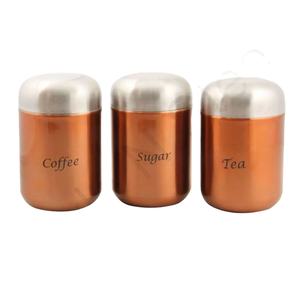 Ensemble de boîtes de rangement avec couleur en acier inoxydable, ensemble de boîtes de thé, sucre, café et porte-ustensiles en métal, rangement de cuisine - Product Image 1