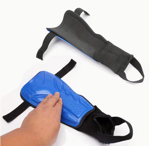 Espinilleras azules de EVA con cierre de velcro, protección ligera para adultos, para fútbol, almohadillas de protección para espinillas y pies, pantorrillas - Product Image 6