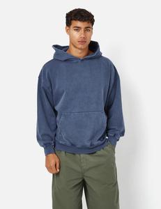 Pull à capuche épais et surdimensionné en polaire teintée, cordon de tirage, logo personnalisé, grande taille pour hommes - Product Image 4