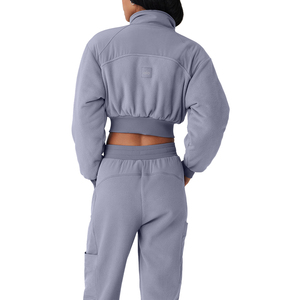 Nouveau sweat à capuche pour femme en coton épais de haute qualité, coupe courte, épaules tombantes, avec logo personnalisé - Product Image 2