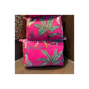 Women’s Cotton Quilted Wash Bag Canvas Travel Cosmetic Pouch Geometric Logo Pattern Zipper <b>Case</b> <b>Makeup</b> Storage Organizer Bag - Product Image 2