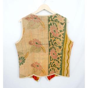Handcrafted Boho Vintage <b>Kantha</b> printed Cotton Vest for Women handmade Sleeveless <b>Jacket</b> with Multicolor for Winter - Product Image 6