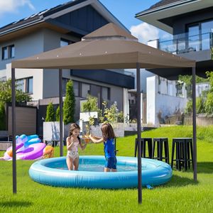 Gazebo e Pergola con Tetto a Baldacchino Color Cioccolato 11.5x11.5ft 2T - Product Image 2