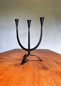 Iron <b>Candelabra</b> With Three Taper Candle Holders <b>Black</b> Finish Home Decoration Durable Metal Candle Holder - Product Image 3