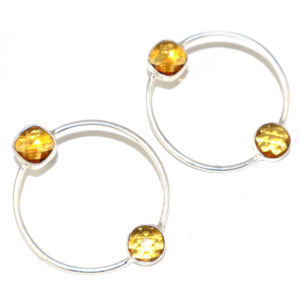 ต่างหูห่วงทรงกลมประดับพลอยซิทรินไฮโดรควอตซ์ ดีไซน์แฟชั่นไม่ซ้ำใคร ชุบเงินแท้ 925 สำหรับผู้หญิงและเด็กผู้หญิง ขายส่งจำนวนมาก - Product Image 3