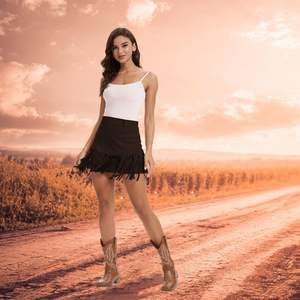 Falda de cuero con cintura elástica de moda urbana en venta, diseño propio personalizado, falda de cuero para mujer - Product Image 3