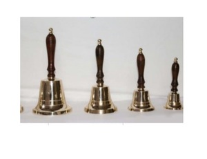 Brass Hand Bell With Wooden Handle Gold Plated Polished Nautical Decorative Bell for Home Decor Christmas Decor At Wholesale - Product Image 4