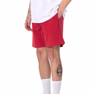 Pantalones Cortos Bermuda de Punto Rojos para Hombre, Cintura Media, Cordón Ajustable, Color Sólido, Transpirables, de Algodón - Product Image 3