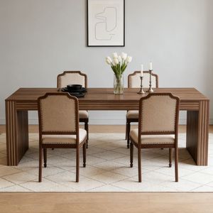 Tavolo da Pranzo Allungabile Moderno con Sedie in Legno Massello e Marmo, Set Esclusivo per Sala da Pranzo dal Design Moderno - Product Image 4
