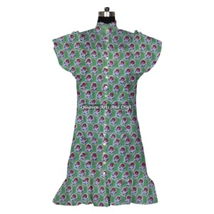 Robe d'été décontractée pour femmes, en coton imprimé à la main, motif floral, vêtements ethniques indiens, vêtements d'Inde et du Pakistan - Product Image 6