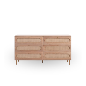 Commode en bois de teck faite à la main, écologique, avec tiroirs cannélatés, style moderne et minimaliste, meuble de rangement autoportant pour salon et hôtel - Product Image 1