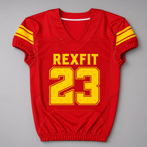 Conjunto de Uniforme de Fútbol Americano Personalizado Rexfit Unisex, Pantalones y Camiseta con Estampado 3D Sublimado, Malla Transpirable, Cuello en V, Sin Mangas, Absorbe la Humedad - Product Image 5