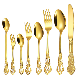 ชุดช้อนส้อมสแตนเลสสตีลสีทองขายดี ชุดช้อนส้อมทองคำสำหรับงานแต่งงาน - Product Image 4