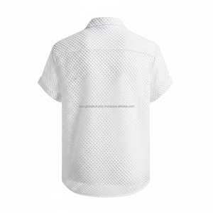 Chemise à col cubain pour homme, blanche, imprimée, en maille respirante, sur mesure, OEM, vente en gros - Product Image 2