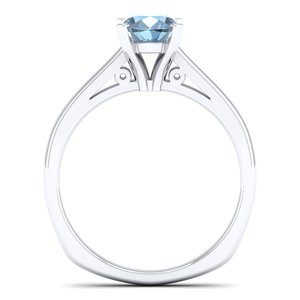 Bague solitaire REYES en argent sterling 925 avec pierre précieuse aigue-marine, nouveau design, délicate, pierre de naissance, pour usage quotidien, bijoux fins - Product Image 4