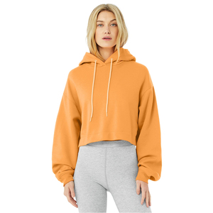Sweat-shirt à capuche oversize pour femme, couleur unie, épaules tombantes, manches longues, en molleton de coton, respirant, coupe courte, idéal pour l'automne - Product Image 1