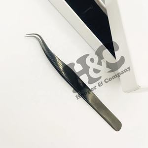 Nouveau Noir Plasma Cils Extension Pince À Épiler Fait À La Main Crochet Forme Pointe Fine Pince À Cils Logo Durable Vison Qualité Pince À Épiler - Product Image 4