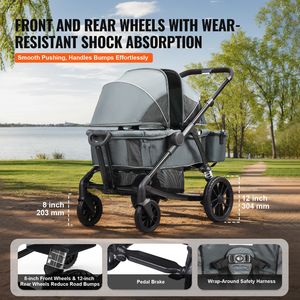 Passeggino Carrozzina Pieghevole a 2 Posti per Ogni Terreno con Tettuccio e Organizer per Genitori - Product Image 4