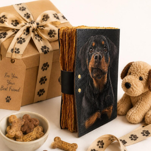 <b>Custom</b> <b>Pet</b> <b>Portrait</b> Leather Journal Personalized <b>Pet</b> Lover Gift UV Printed Handmade Journal Deckle Edge Paper Notebook - Product Image 4