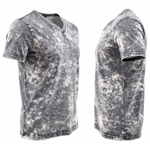 Camiseta de Hombre Gris con Cuello en V, 100% Algodón, Manga Corta, Estilo Casual, Ligera, Lavada, Camiseta para Hombre, Camisetas para Hombre con Efecto Lavado a la Piedra - Product Image 4