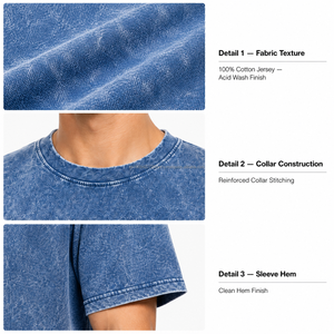 เสื้อยืดโอเวอร์ไซส์ผ้าฝ้ายแท้ 100% ล้างสีแบบแอซิดวอช แขนสั้น ยูนิเซ็กส์ สไตล์ลำลอง รับผลิตแบบ OEM ODM พร้อมสกรีนโลโก้ตามสั่ง - Product Image 2