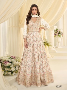 Traje Anarkali de Georgette Real para Mujer, con Lentejuelas, Largo hasta el Suelo, Estilo Moderno, para Bodas y Eventos - Product Image 3