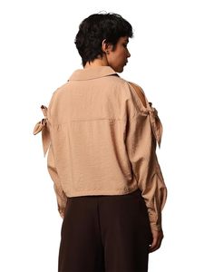 Camisa informal de manga larga con lazo para mujer - Product Image 2