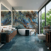 Dalles de pierre frittée bleues grand format, design moderne, carreaux de sol en porcelaine pour hôtel, pierre artificielle pour mur de cuisine et comptoir