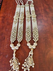 Paire de Varmala Kundan de créateur pour cérémonie de mariage, ensemble Jai Mala pour mariée et marié, paire de guirlandes de mariage indiennes traditionnelles - Product Image 2