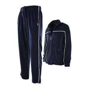 Men's <b>Velour</b> <b>Tracksuit</b> with Zippered Pockets 2 in 1 Design Drawstring Closure Midweight Thickness-Winter - Product Image 4