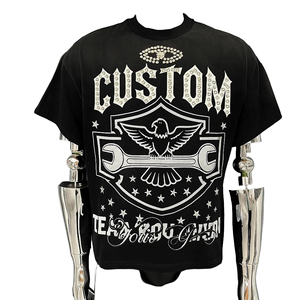 Camiseta Personalizada Vintage con Serigrafía, Corte Holgado y Extra Grande, con Pedrería, Efecto Deslavado al Sol y Lavado Ácido para Hombre - Product Image 5