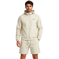 Ensemble court coupe-vent en nylon et polyester pour homme, poids lourd, streetwear automne, deux pièces, mode décontractée, vêtements à capuche avec logo personnalisé
