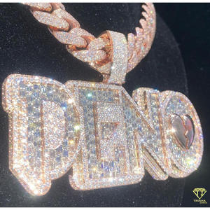 Collar con Letra 'VON' con Incrustaciones de Diamantes Moissanite, Colgante Hip Hop, Cadena de Joyería de Lujo, Regalo - Product Image 5