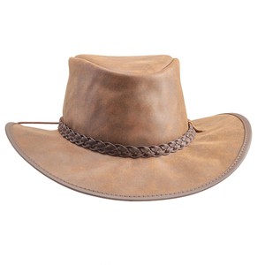 Chapeau de cowboy en cuir unisexe pour adultes, réglable, à large bord, décontracté, pour l'extérieur, quatre saisons, 58-60 cm - Product Image 6