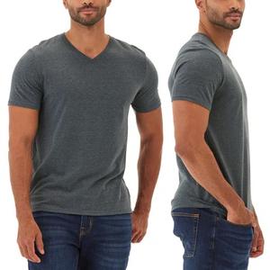 Camisetas de Cuello en V Casuales de Corte Ajustado de Lona de Algodón, Manga Regular para Hombre, Estilo Urbano, Ecológicas, de Secado Rápido, Transpirables, de Color Sólido, 210g - Product Image 5